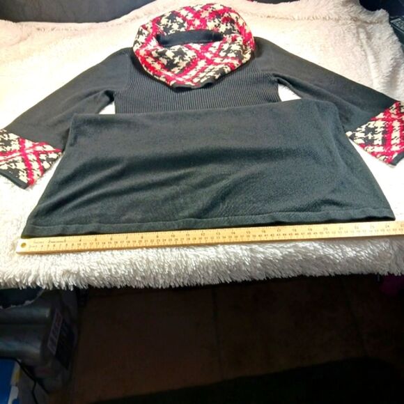 Jessica Howard Fit&Flare Knit Sweater Midi Dress Contrast Trim Black Women's L.. - Picture 9 of 15